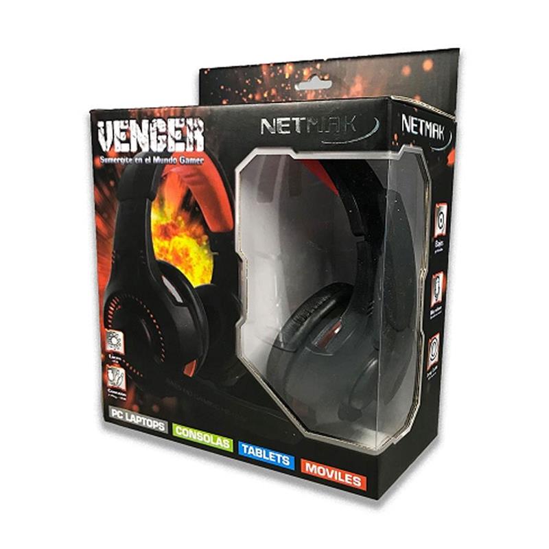 NETMAK AURICULAR VENGER GAMER LED LIGHTS