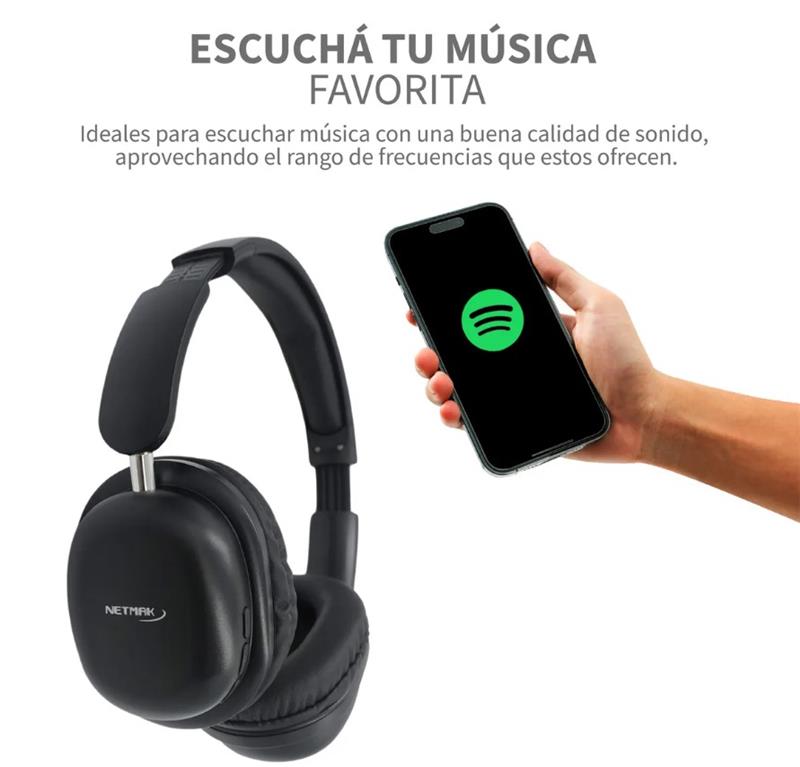 NETMAK AURICULAR BLUETOOTH PLEGABLE / NEGRO / NM-LIVE
