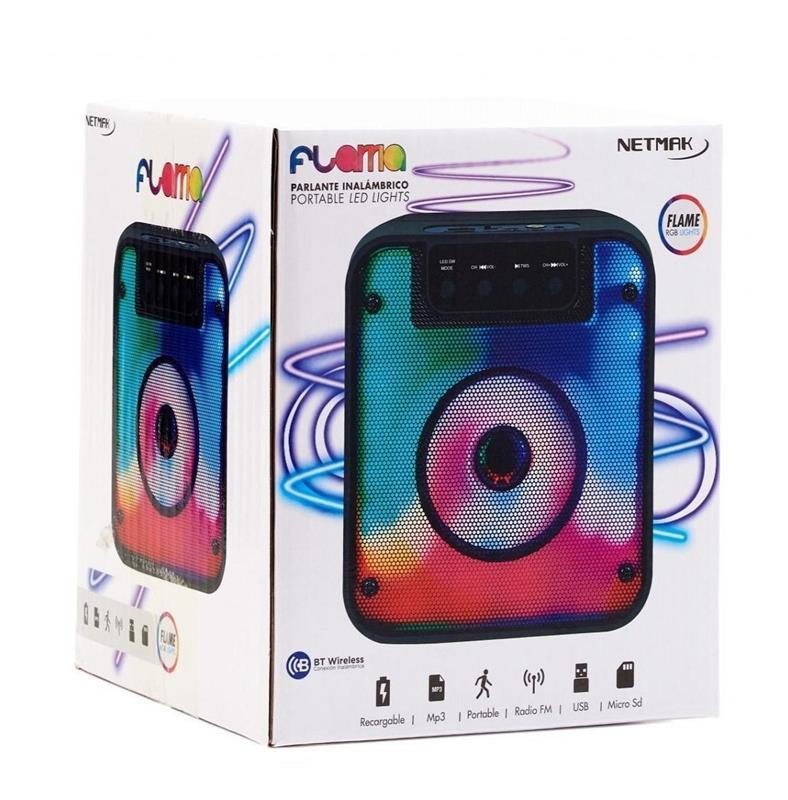NETMAK PARLANTE BLUETOOTH KARAOKE 4'' C/PANEL LED NM-FLAMA