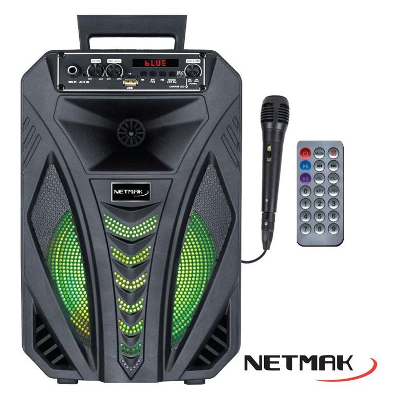 NETMAK PARLANTE BLUETOOTH KARAOKE 8'' C/MIC NM-XTASYS