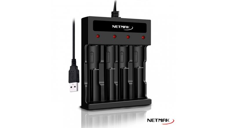 NETMAK CARGADOR USB P/4 PILAS AA/AAA NM-CH5