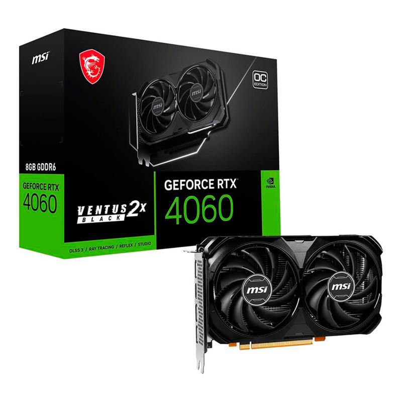 PLACA MSI RTX 4060 VENTUS 2X 8GB OC DDR6 BLACK