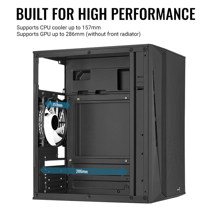 GABINETE AEROCOOL CS-107-A-BK-V2 FRGB (MICRO-ATX/MINI-ATX) (3FAN/ACRILICO/GPU 286MM)