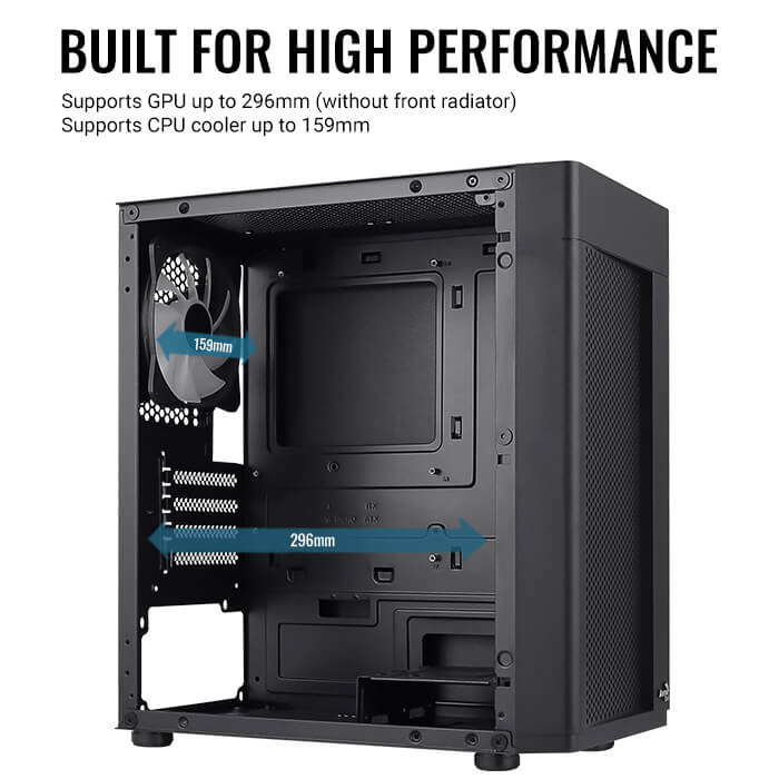 GABINETE AEROCOOL HEXFORM-G-BK-V2 (MICRO-ATX/MINI-ITX) (3FAN/VIDRIO/GPU 296MM)
