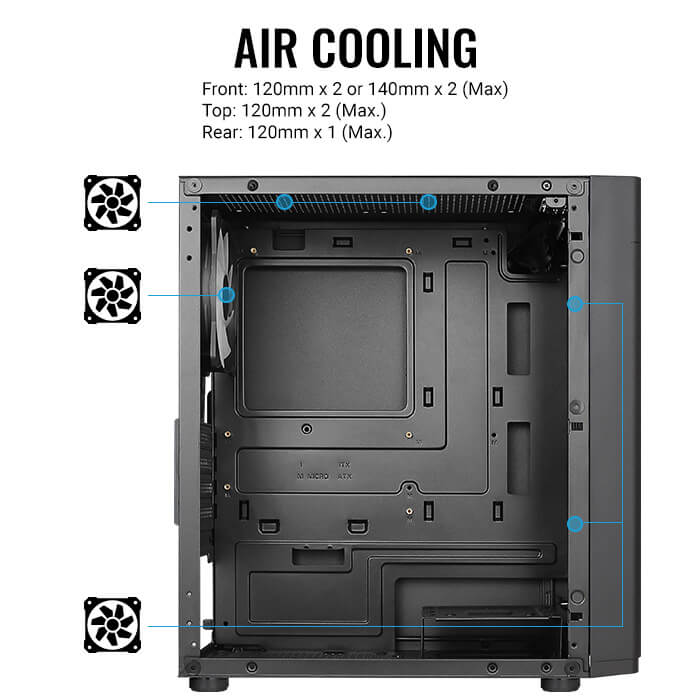 GABINETE AEROCOOL HEXFORM-G-BK-V2 (MICRO-ATX/MINI-ITX) (3FAN/VIDRIO/GPU 296MM)