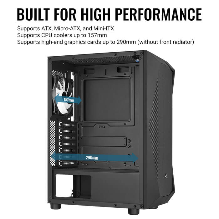 GABINETE AEROCOOL FALCON-G-BK-V1 (ATX/MICRO-ATX/MINI-ITX) (4FAN/VIDRIO/GPU 290MM)