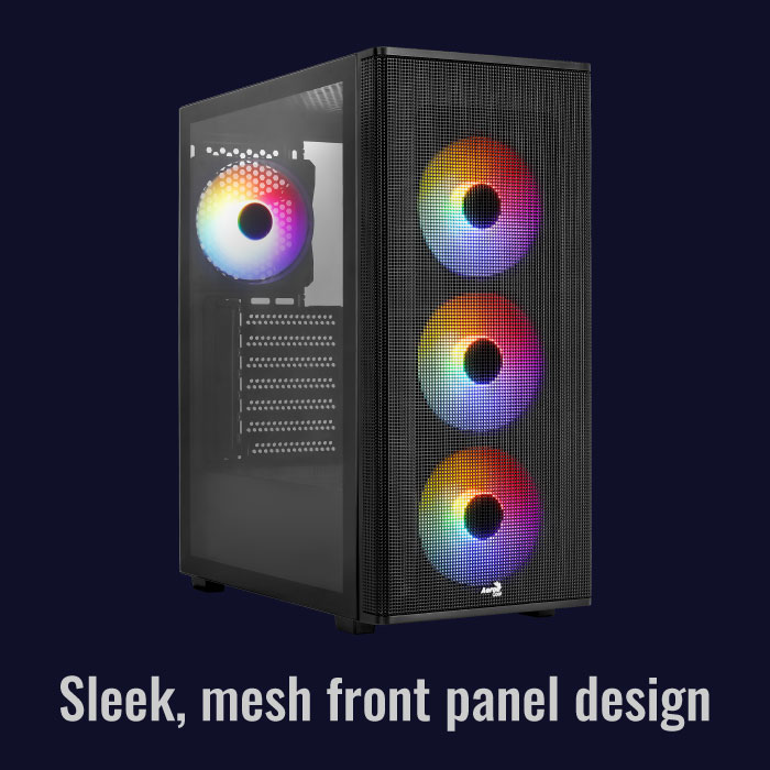 GABINETE AEROCOOL DESIGNER-G-BK-V1 FRGB (ATX/MICRO ATX/MINI ITX) (4FAN/VIDRIO/GPU 345MM)