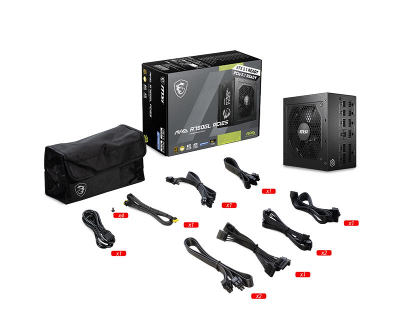 FUENTE MSI MAG A750GL 750W/80 PLUS GOLD/PCIE5/MODULAR (CABLE POWER AMERICANO)