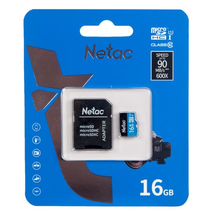 MEMORIA MICROSD 16GB CLASE 10 NETAC P500 STANDAR C/ADAPTER