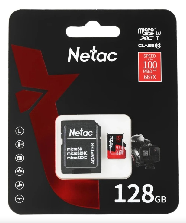 MEMORIA MICROSD 128GB CLASE V30 NETAC P500 EXTREME PRO