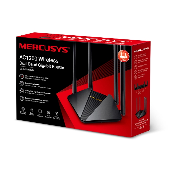 MERCUSYS WI-FI ROUTER MR30G AC1200 /4 ANTENAS / DOBLE BANDA