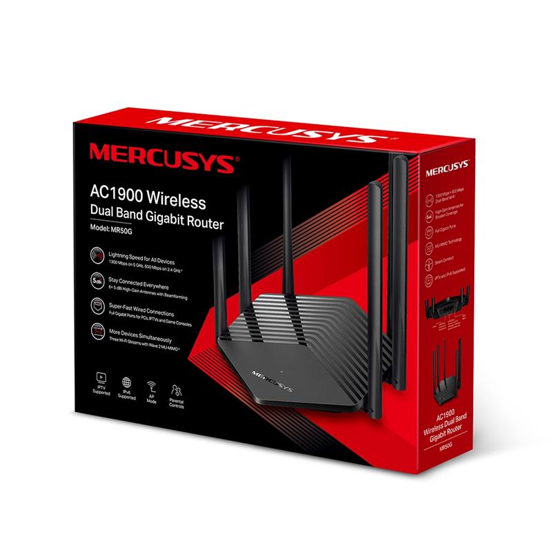 MERCUSYS WI-FI ROUTER MR50G AC1900 /6 ANTENAS /DOBLE BANDA