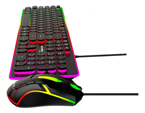 NETMAK COMBO TECLADO-MOUSE /GAMER TECLAS REDONDAS/RGB/NM-VORTEX