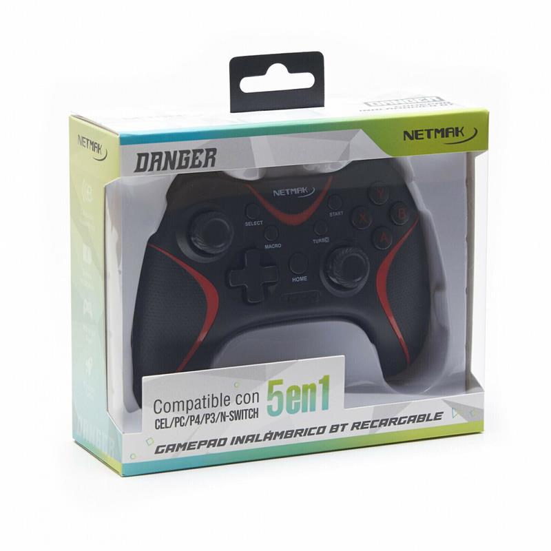 NETMAK GAMEPAD BLUETOOTH 5 EN 1 + BOTONES TRASEROS PROGRAMABLE /CEL ANDROID-IOS/PS4/PS3/PC/N-SWITCH/