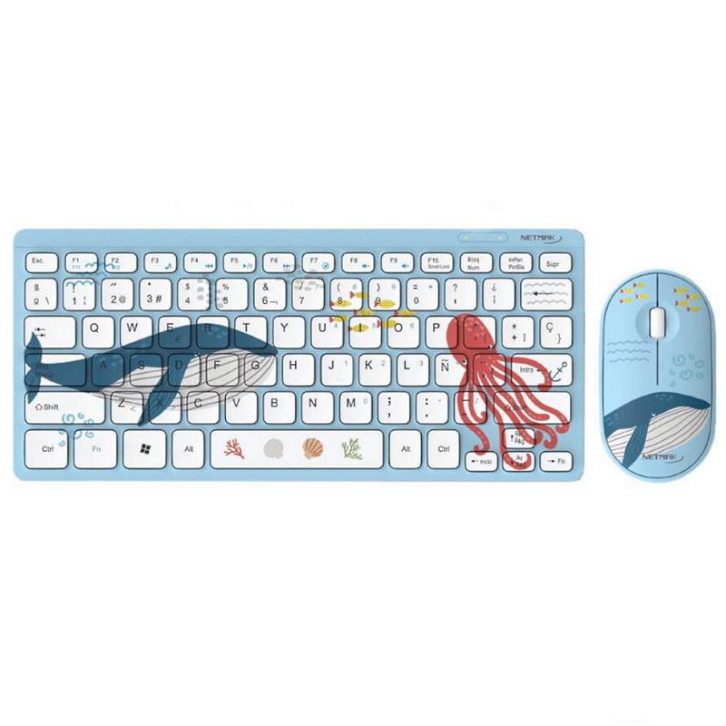 NETMAK COMBO TECLADO-MOUSE /INALAMBRICO/ULTRA SLIM/KIDS AZUL NM-KB401-B