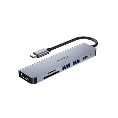 NETMAK HUB 6 EN 1 USB TIPO C NM-6EN1 (TIPO C/HDMI/MICROSD/SD/USB)